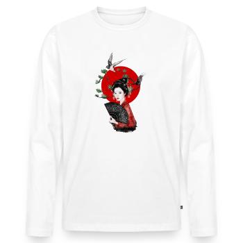 Japanische Kunst - Männer Premium Bio Langarmshirt - Weiß - Vorne - Nico (187cm)