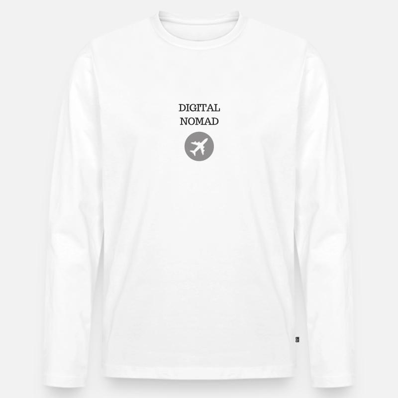 DIGITAL NOMAD Digitaler Nomade - Männer Premium Bio Langarmshirt - Weiß