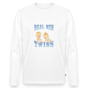 Real men make twins Zwillinge Vater Geschenk Baby - Männer Premium Bio Langarmshirt - Weiß - Vorne - Nico (187cm)