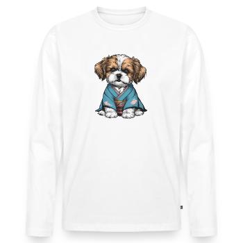 Shih Tzu In Kimono - Men's Premium Organic Long Sleeve Shirt - white - Front - Nico (187cm)