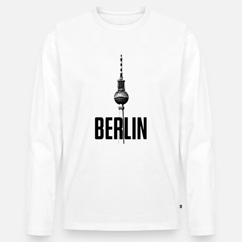 Fernsehturm Berlin - Männer Premium Bio Langarmshirt - Weiß
