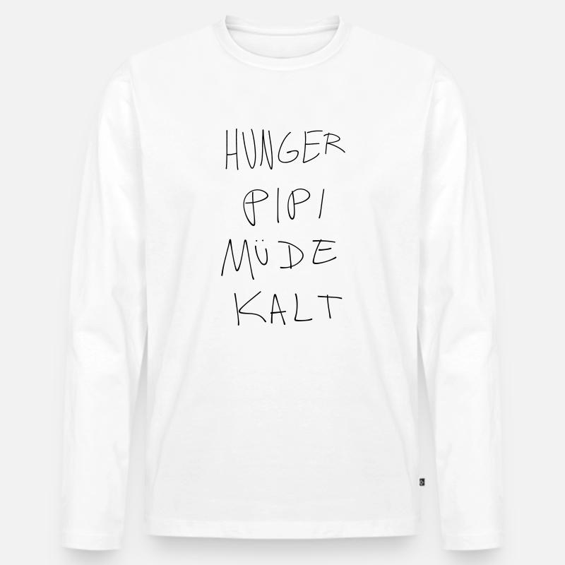 hunger müde kalt - Männer Premium Bio Langarmshirt - Weiß