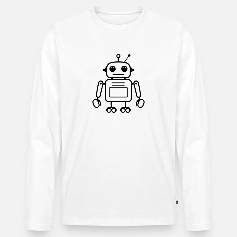 Roboter - Männer Premium Bio Langarmshirt - Weiß