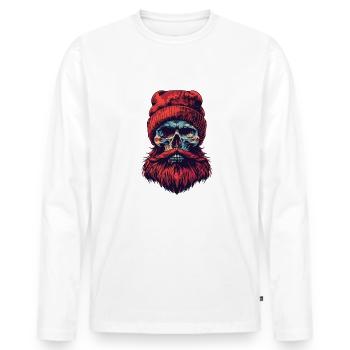 Bûcheron Crâne Bûcheron - T-shirt manches longues Premium bio Homme - blanc - Devant - Nico (187cm)