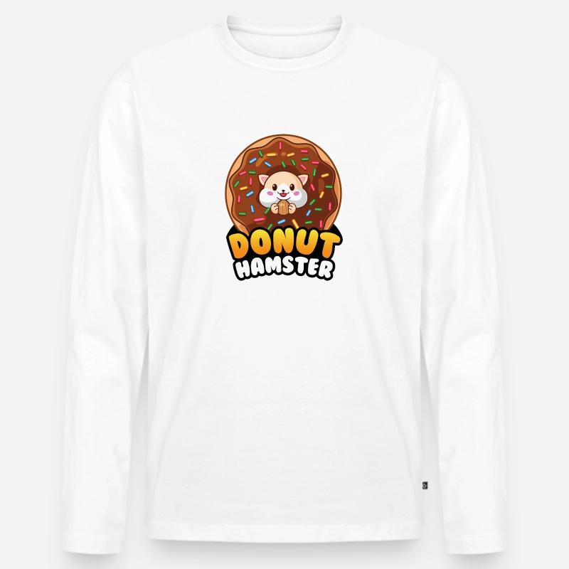 Donut Hamster by moodrush - Männer Premium Bio Langarmshirt - Weiß