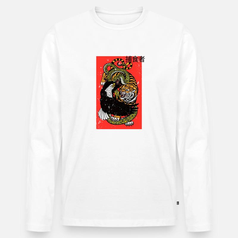 Tiger Snake Eagle - Männer Premium Bio Langarmshirt - Weiß