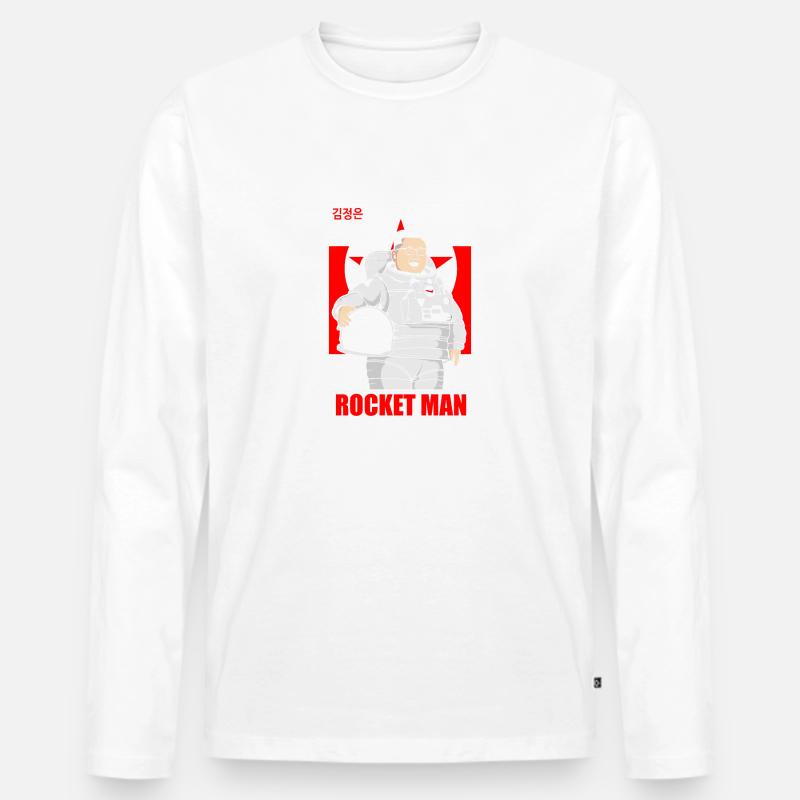 Rocketman Kim - Männer Premium Bio Langarmshirt - Weiß