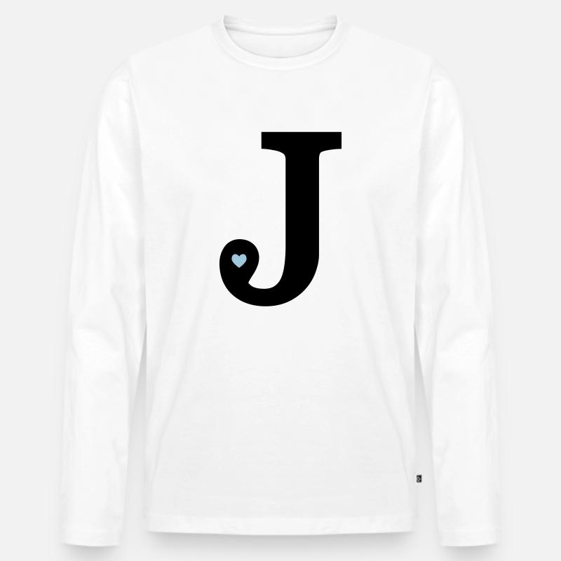 Buchstabe J Anfangsbuchstabe - Männer Premium Bio Langarmshirt - Weiß
