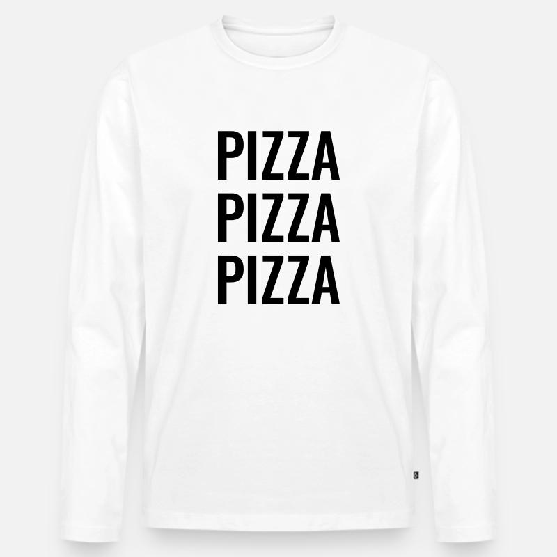 Pizza Pizza Pizza - Männer Premium Bio Langarmshirt - Weiß