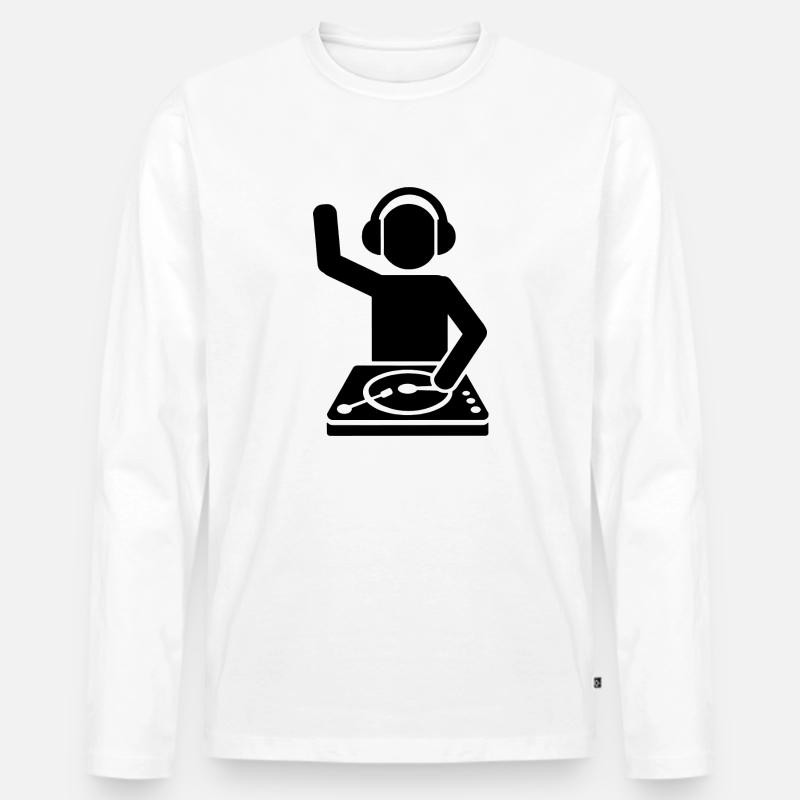 DJ Spruch Geschenk Techno Rave - Männer Premium Bio Langarmshirt - Weiß