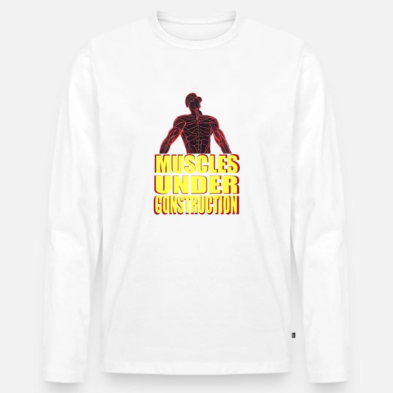muscles under construction - Männer Premium Bio Langarmshirt - Weiß