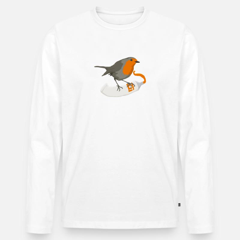 Rotkehlchen - Männer Premium Bio Langarmshirt - Weiß