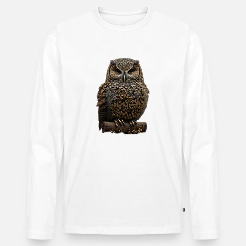 Eule V - Männer Premium Bio Langarmshirt - Weiß