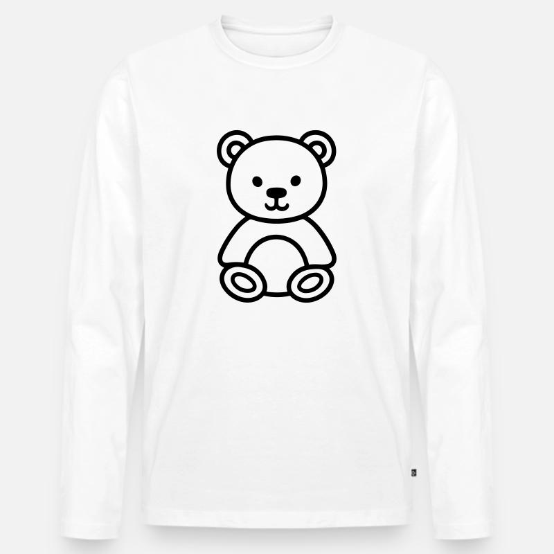 Teddybär - Männer Premium Bio Langarmshirt - Weiß