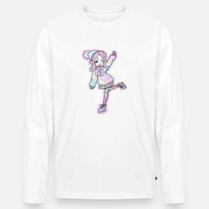 Inkling Mädchen | Pink | Splatoon - Männer Premium Bio Langarmshirt - Weiß