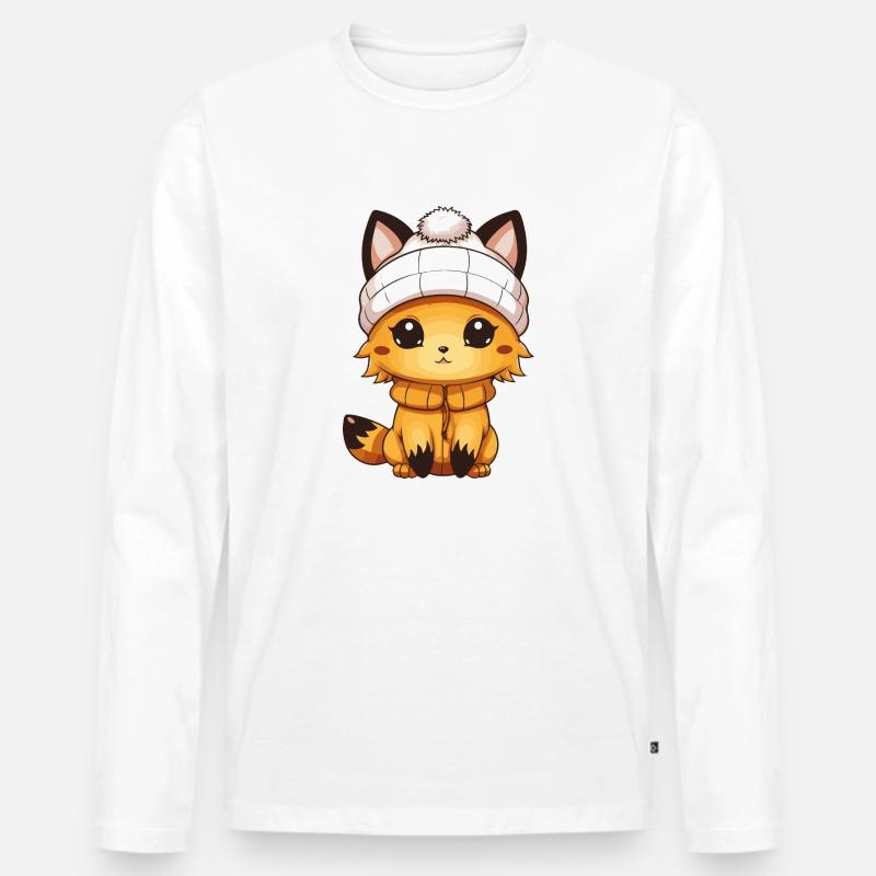 Fuchs Comic - Männer Premium Bio Langarmshirt - Weiß