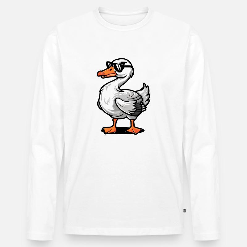 Gans Comic Cool - Männer Premium Bio Langarmshirt - Weiß