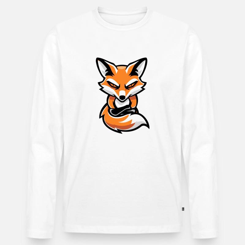 Fuchs Comic - Männer Premium Bio Langarmshirt - Weiß