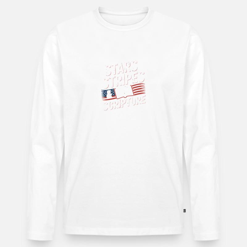 Stars, Stripes & Scripture - Lightblessed - - Men's Premium Organic Long Sleeve Shirt - white