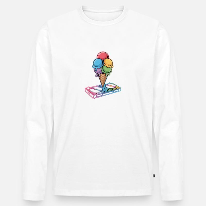 Dj Eiscreme Turntable Kunstwerk - Männer Premium Bio Langarmshirt - Weiß
