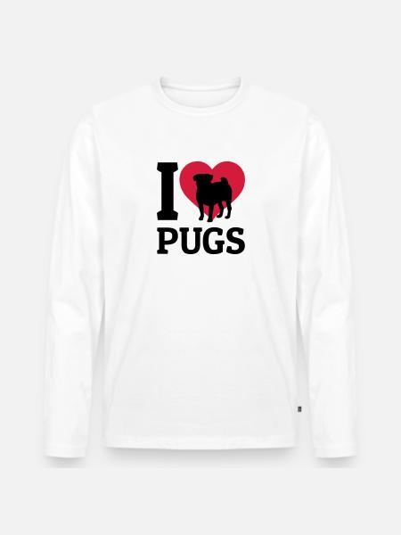 I love Pugs - Men's Premium Organic Long Sleeve Shirt - white