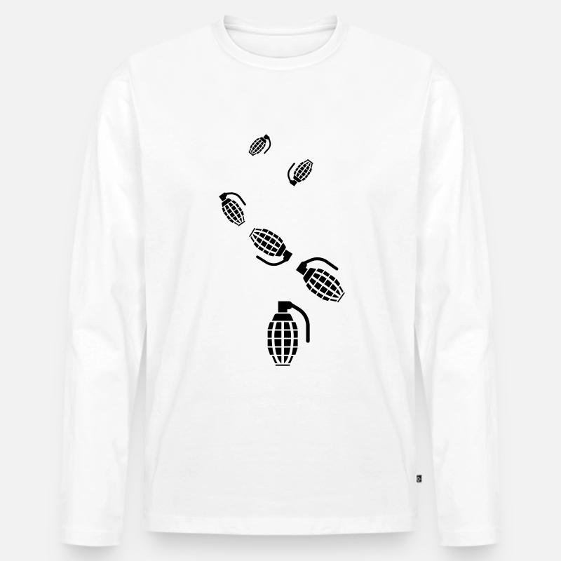Granate waffe icon - Männer Premium Bio Langarmshirt - Weiß