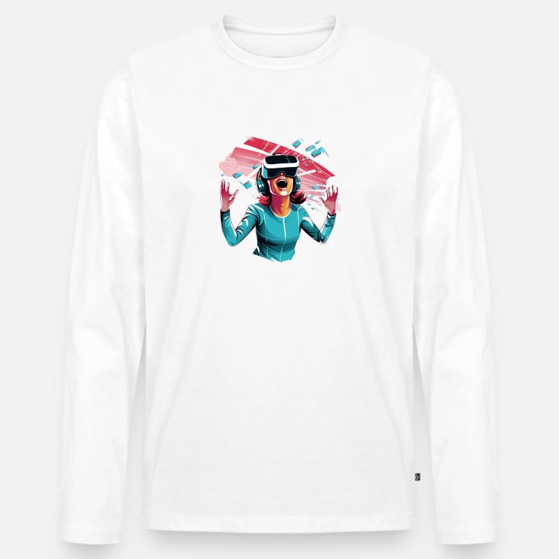 Virtuelle Welten - Männer Premium Bio Langarmshirt - Weiß