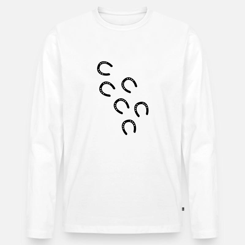 Pferd hufeisen spuren - Männer Premium Bio Langarmshirt - Weiß