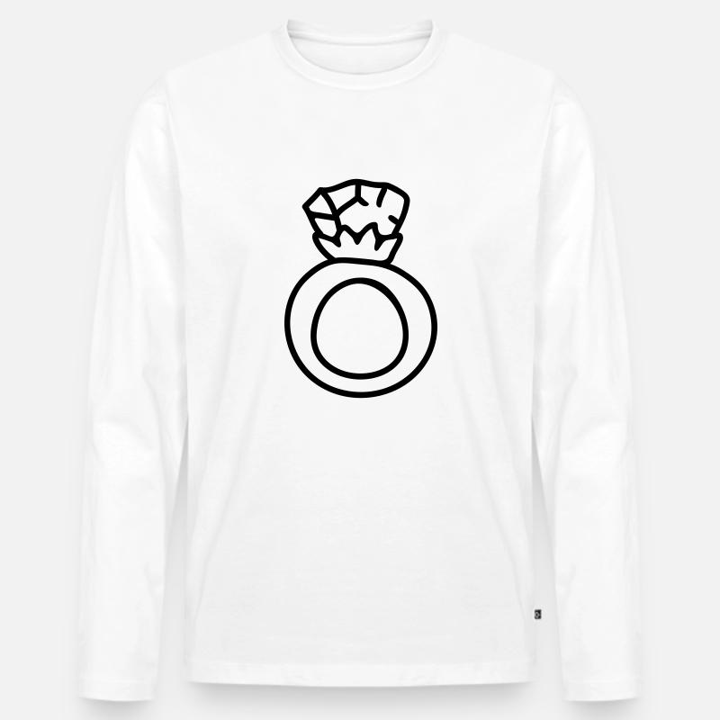 Ring - Ehering - Line - Männer Premium Bio Langarmshirt - Weiß
