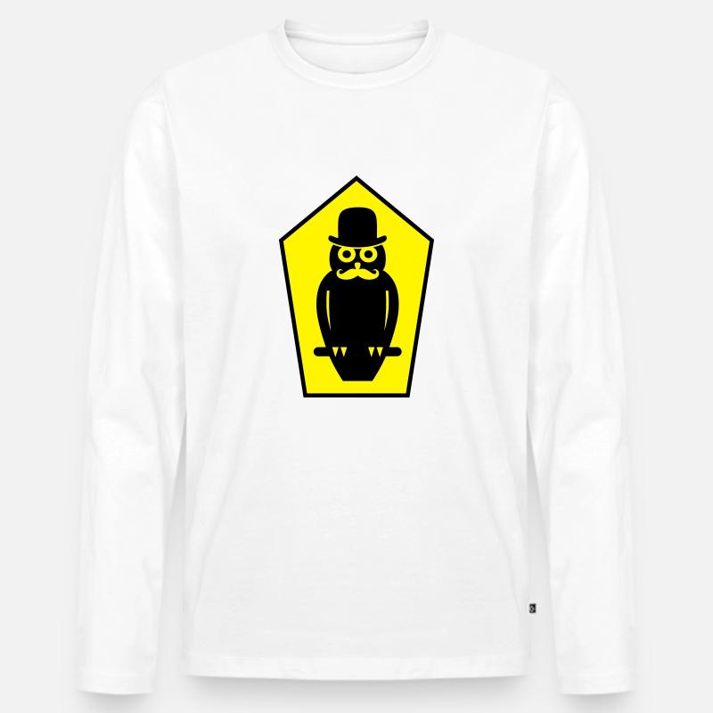Eule - Männer Premium Bio Langarmshirt - Weiß