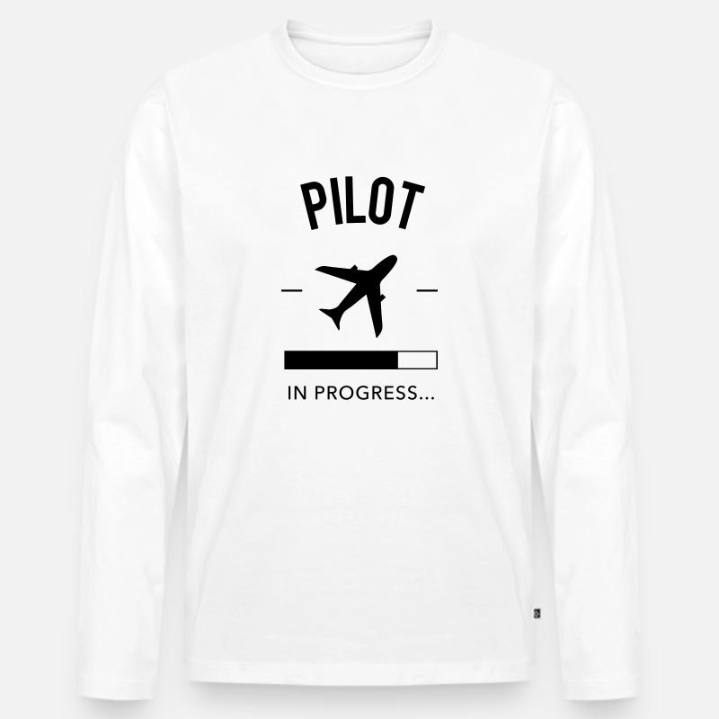 Pilot in progress - Männer Premium Bio Langarmshirt - Weiß