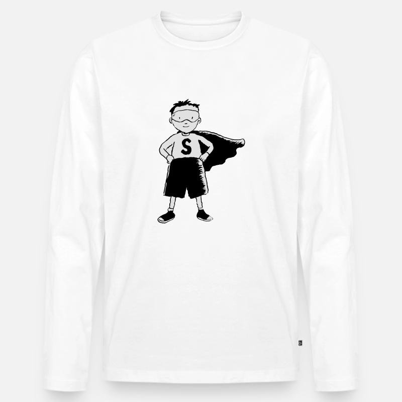 Superheld Kind - Männer Premium Bio Langarmshirt - Weiß