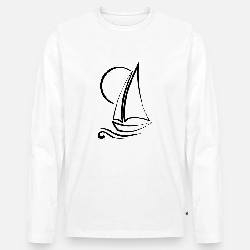 Segelboot - Männer Premium Bio Langarmshirt - Weiß