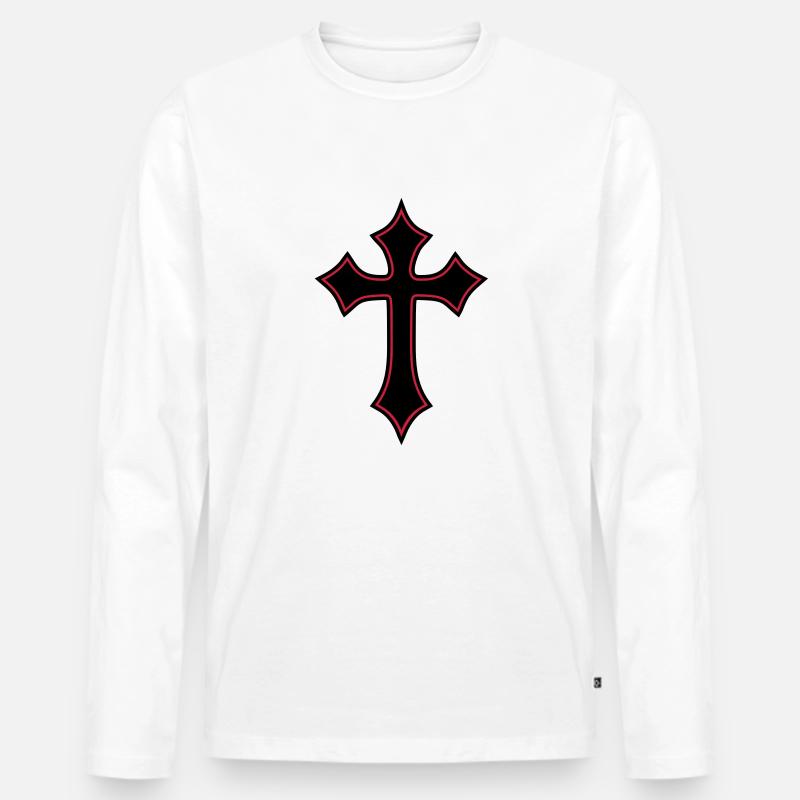 Gothic Cross__V004 - Männer Premium Bio Langarmshirt - Weiß