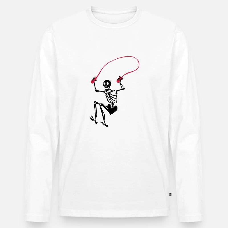 Skeleton Seilspringen - Männer Premium Bio Langarmshirt - Weiß