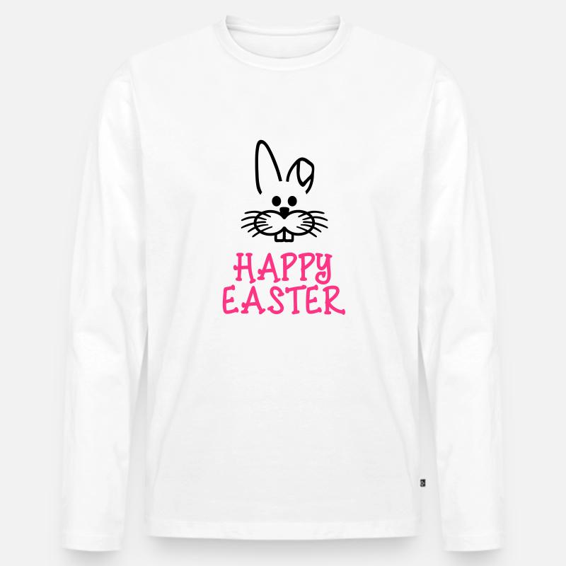 Happy Easter Ostern - Männer Premium Bio Langarmshirt - Weiß