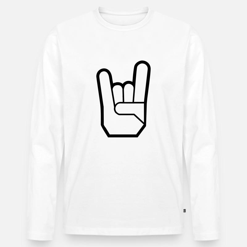 Rock Hand Pommesgabel Devilhand - Männer Premium Bio Langarmshirt - Weiß