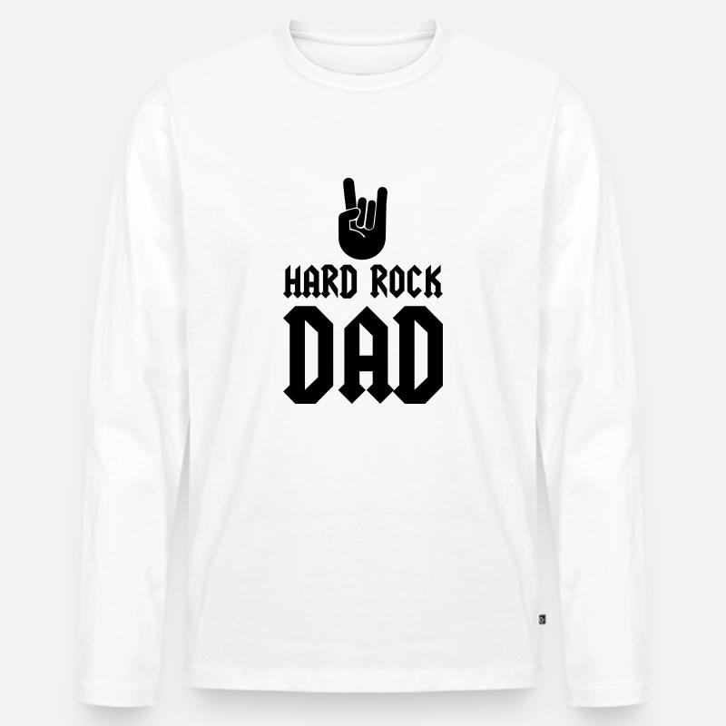 Hard Rock Dad - Männer Premium Bio Langarmshirt - Weiß