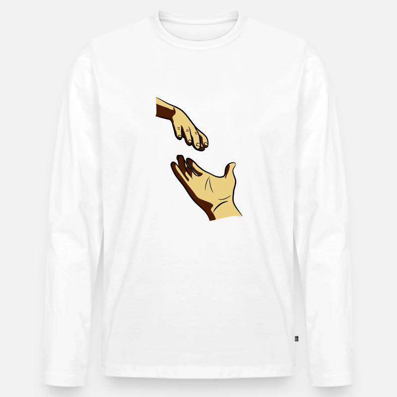 Hand reichen geben - Männer Premium Bio Langarmshirt - Weiß