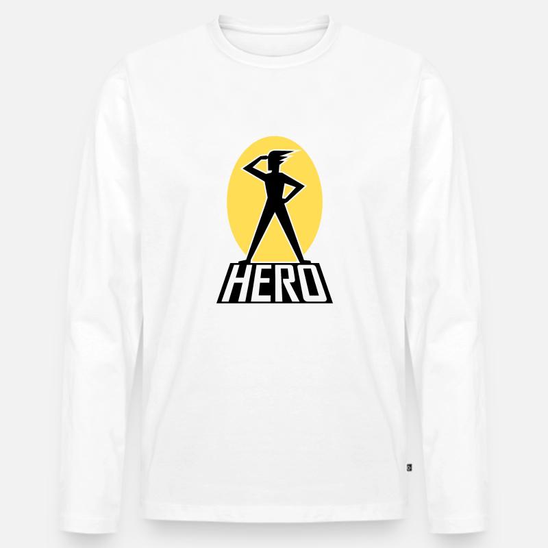 HERO - Männer Premium Bio Langarmshirt - Weiß
