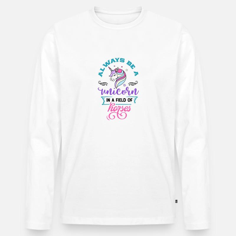 Sei immer ein Einhorn - Männer Premium Bio Langarmshirt - Weiß