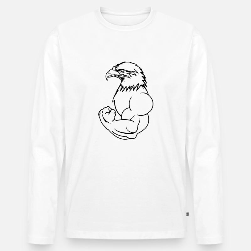 bodybuilding_eagle_01 - Männer Premium Bio Langarmshirt - Weiß