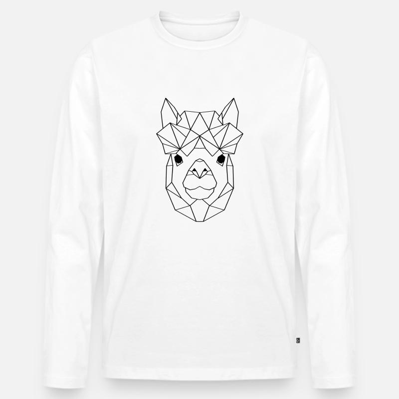 Lama geometrisch - Männer Premium Bio Langarmshirt - Weiß