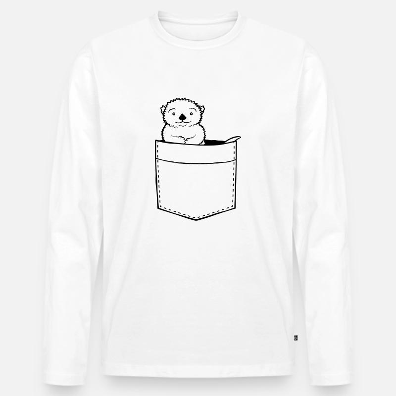 Hemdtasche Otter Design - Männer Premium Bio Langarmshirt - Weiß