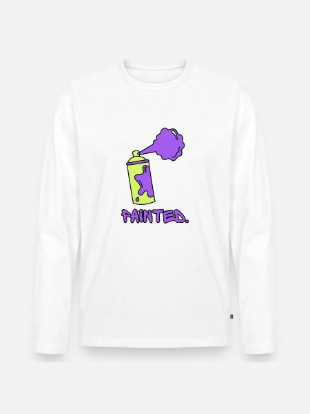 Peint - Vert/Violet - T-shirt manches longues Premium bio Homme - blanc