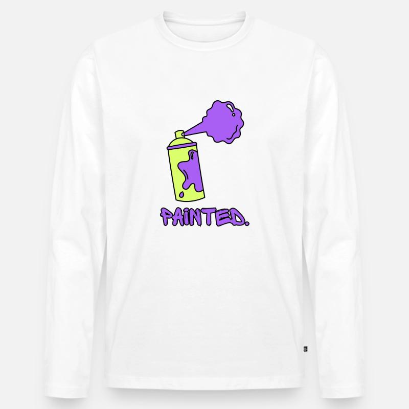 Painted - Grün/Lila - Männer Premium Bio Langarmshirt - Weiß