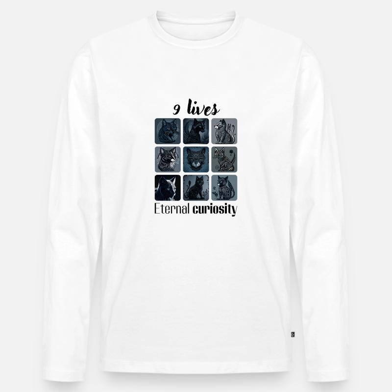 9 Leben - Männer Premium Bio Langarmshirt - Weiß