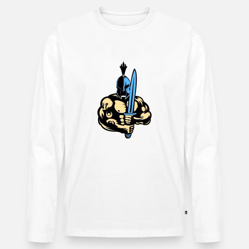 Sparta Warrior - Männer Premium Bio Langarmshirt - Weiß