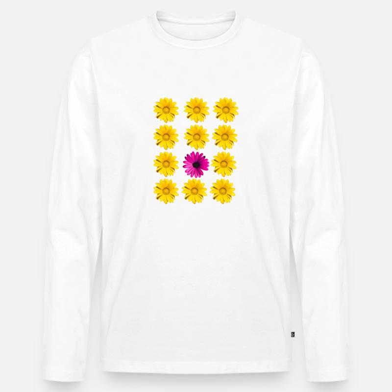 Blüten Blumen Botanik - Männer Premium Bio Langarmshirt - Weiß