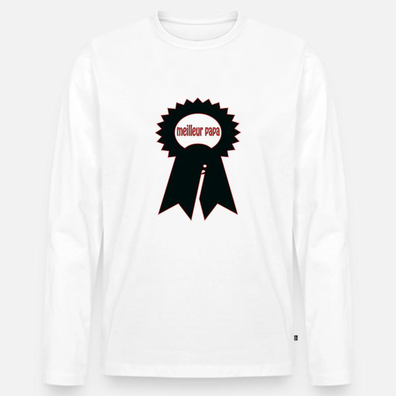 Bester Papa - Männer Premium Bio Langarmshirt - Weiß